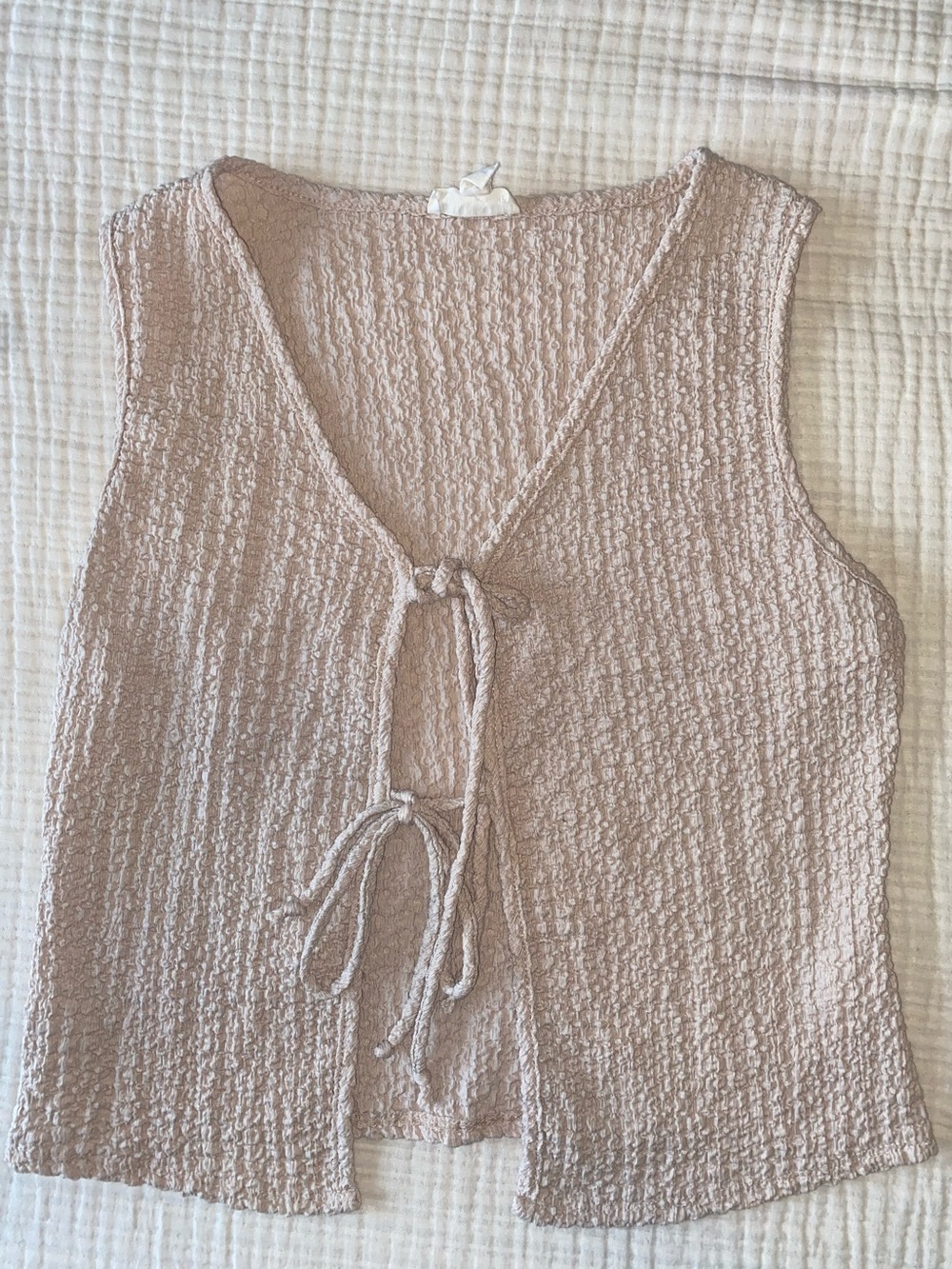 See You Monday Textured Tie Front Sleeveless Top | Size L